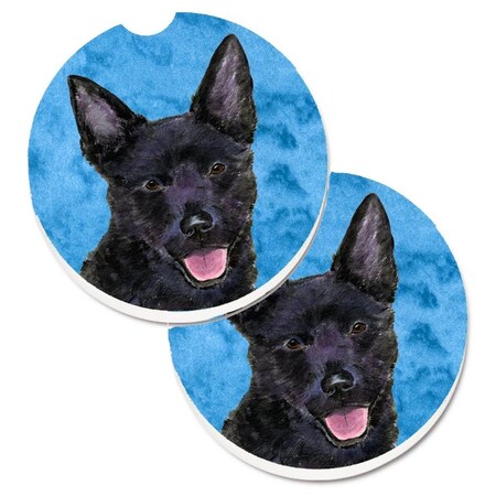 Carolines Treasures Blue Australian Kelpie Set of 2 Cup Holder Car Coaster SS4774-BUCARC